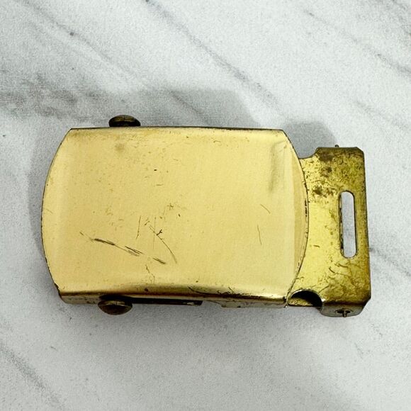 Gold Tone Web Clamp Simple Basic Belt Buckle - Picture 1 of 8